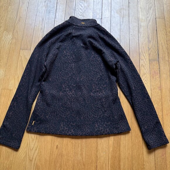 Lucy Size M Brown & Black Cheetah Animal Print Mock Neck Full Zip Jacket - Picture 8 of 12